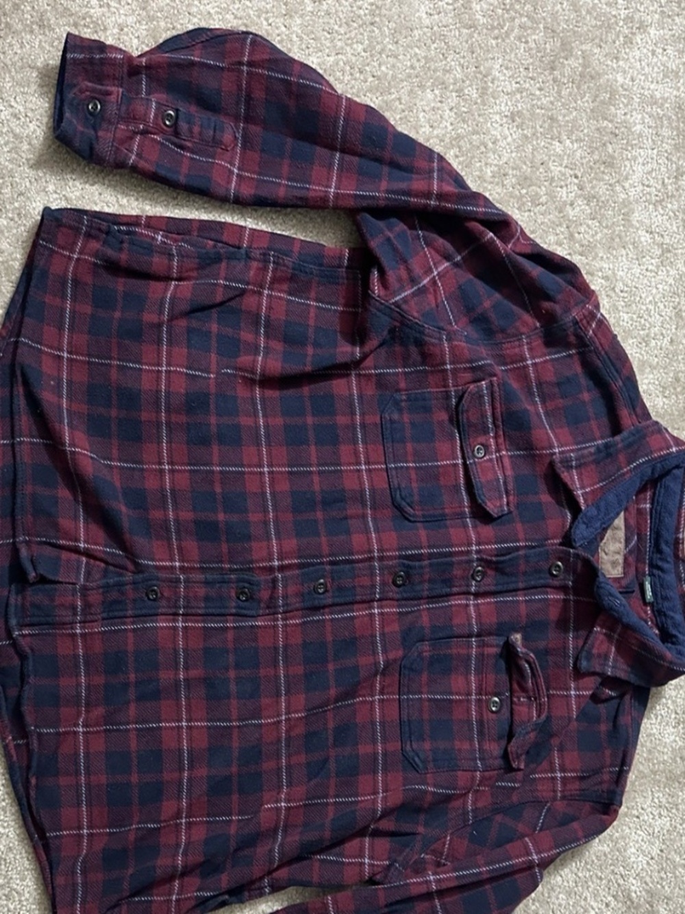 Orvis Flannel Shirt Men XXL Shacket Red Plaid Hand Pockets Heavy Cotton